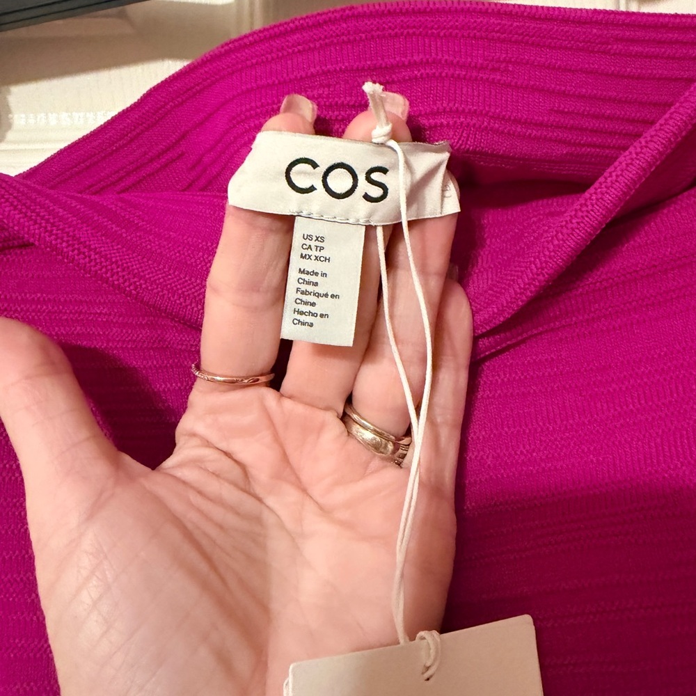 COS Vibrant Magenta Strapless Dress - Picture 3 of 5